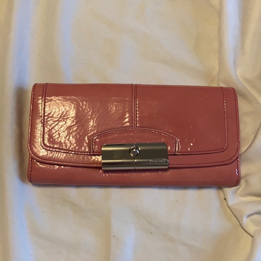 Coach Large Pink Patent Leather Wallet